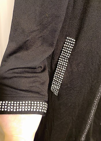 Nakışlı Siyah Uzun Ceketi ferace - Görsel 4