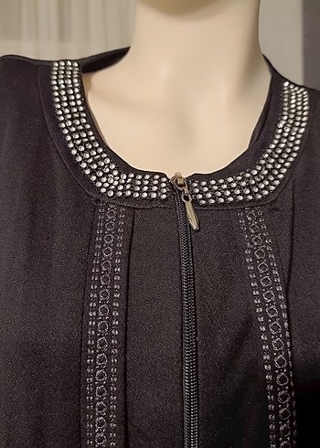 Nakışlı Siyah Uzun Ceketi ferace - Görsel 6