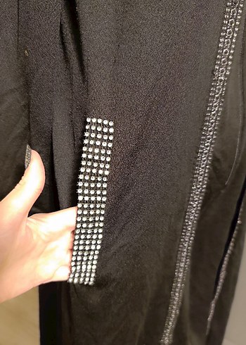 Nakışlı Siyah Uzun Ceketi ferace - Görsel 5