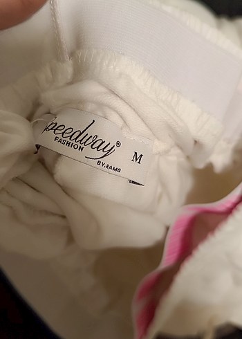 Kadın Beyaz Kemerli Mini Pamuklu Eşofman - Görsel 8