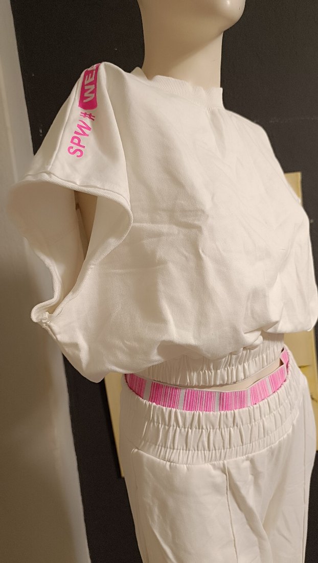 Kadın Beyaz Kemerli Mini Pamuklu Eşofman - Görsel 3