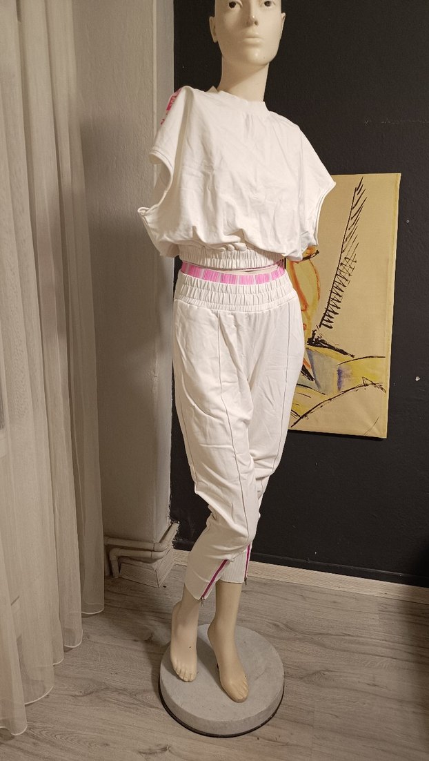 Kadın Beyaz Kemerli Mini Pamuklu Eşofman - Görsel 2