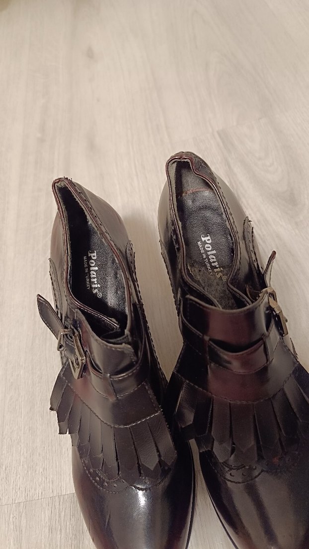 Kahverengi Deri Tokalı Topuklu Klasik Ayakkabı - Görsel 5