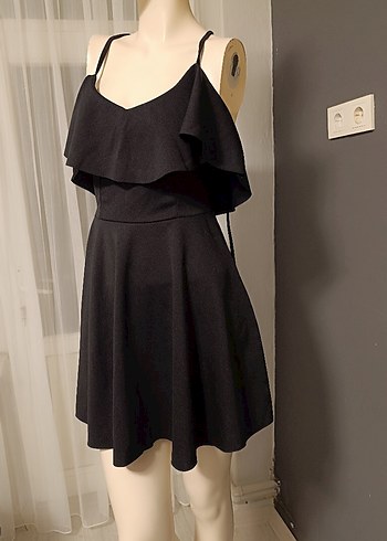 Siyah Straplez Mini Goth Elbise - Görsel 3