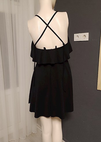 Siyah Straplez Mini Goth Elbise - Görsel 4