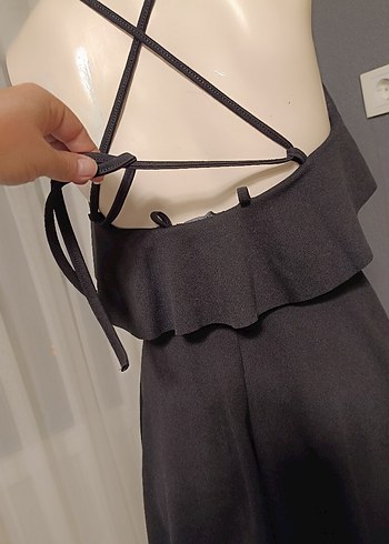 Siyah Straplez Mini Goth Elbise - Görsel 5