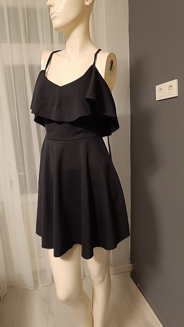 Siyah Straplez Mini Goth Elbise - Görsel 3