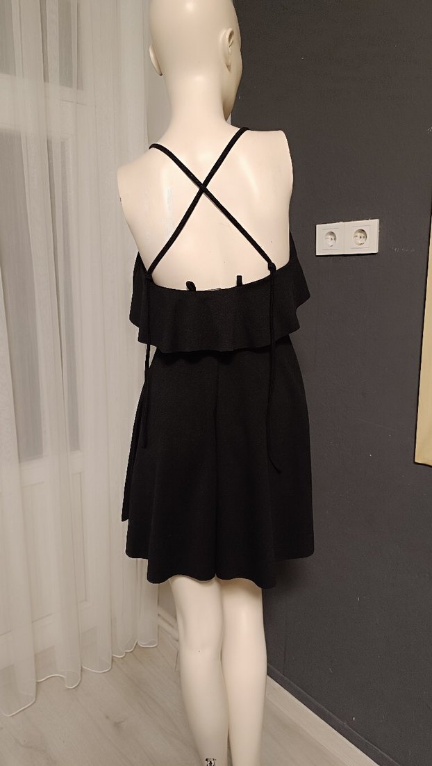 Siyah Straplez Mini Goth Elbise - Görsel 4