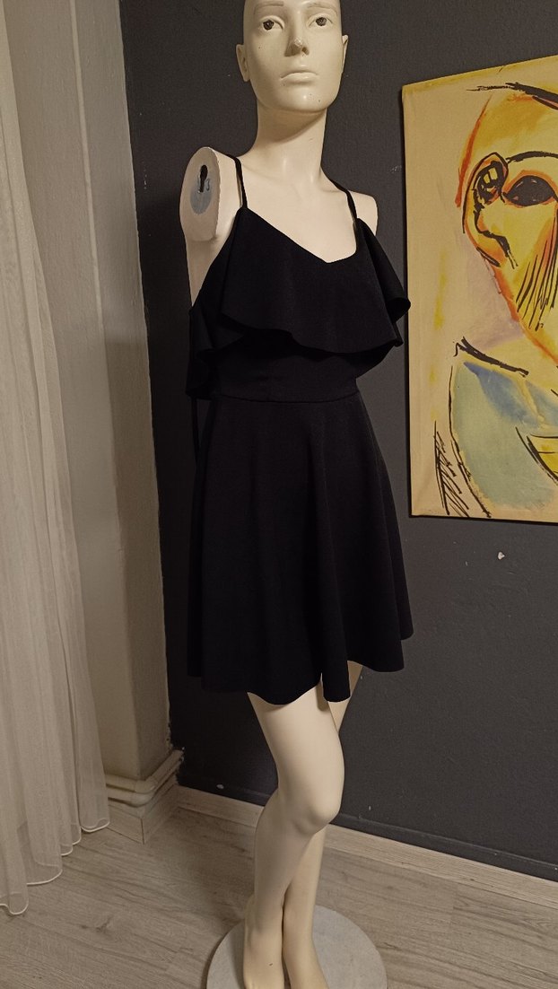 Siyah Straplez Mini Goth Elbise - Görsel 2