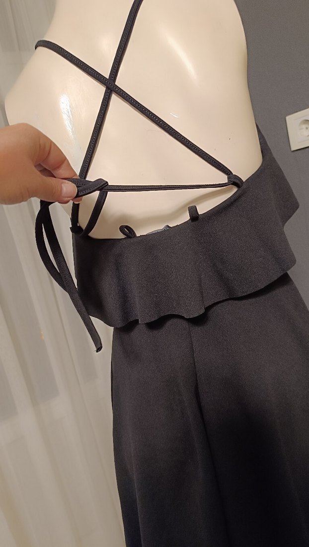 Siyah Straplez Mini Goth Elbise - Görsel 5