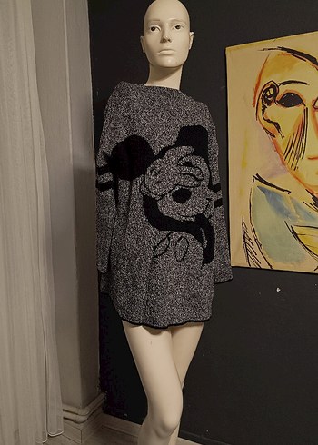 Gri Kadın Midi Triko Hırka - Görsel 6