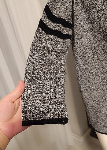 Gri Kadın Midi Triko Hırka - Görsel 3