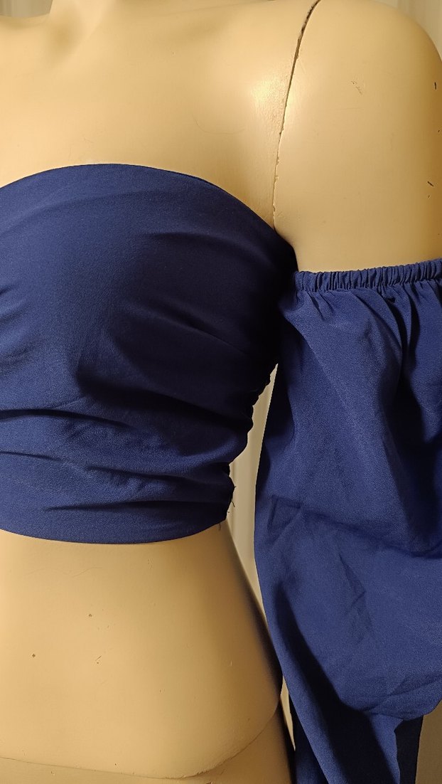 Drapeli Straplez Mini Bluz - Görsel 3