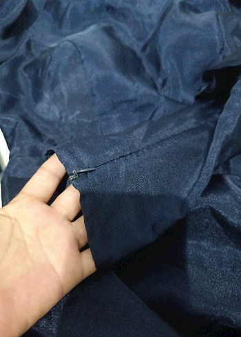 Lacivert Drapeli Uzun Kollu Kadın Elbise - Görsel 7