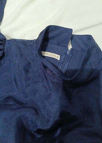 Lacivert Drapeli Uzun Kollu Kadın Elbise - Görsel 6