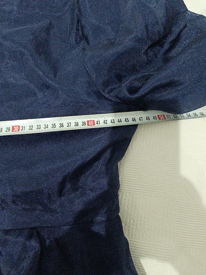 Lacivert Drapeli Uzun Kollu Kadın Elbise - Görsel 5