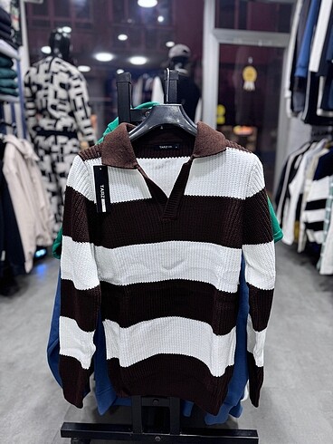 Diğer Polo V Yaka Oversize Selanik Örgülü Kazak