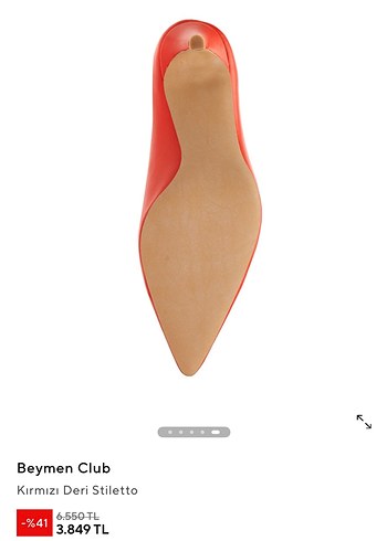 Kırmızı Deri Yüksek 6 cm topuklu Stiletto - Görsel 3