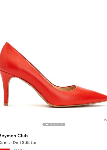 Kırmızı Deri Yüksek 6 cm topuklu Stiletto - Görsel 6