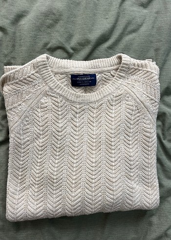 Bej erkek Pull&Bear Örgü Kazak Uzun Kollu - Görsel 2