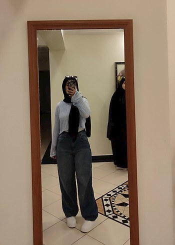 koyu mavi baggy pantolon - Görsel 3