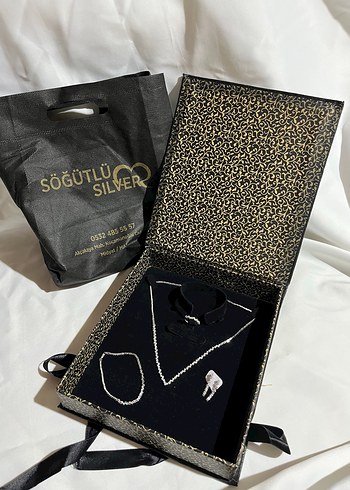 swarovski Sogutlu Silver Gumus Taki Seti Sifir Orjinal
