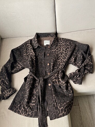 m Beden kahverengi Renk Leopar desenli oversize ceket ????