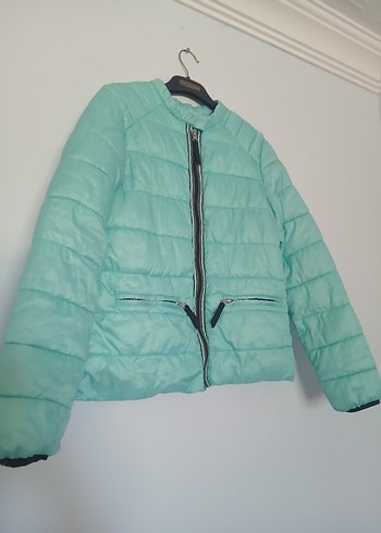Zara Turkuaz Fermuarlı Kadın Mont
