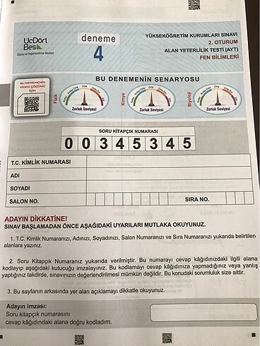  Üç Dört Beş 10 ayt fen denemesi
