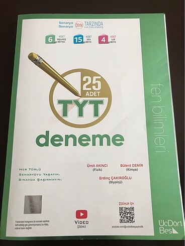 Üç Dört Beş 24 adet TYT fen bilimleri denemesi