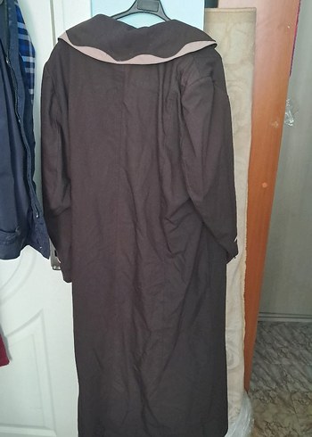 diğer Beden Uzun Kahverengi Düğmeli Kadın Pardösü