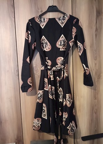 Uzun Kollu Siyah Desenli Bohem Elbise - Görsel 3