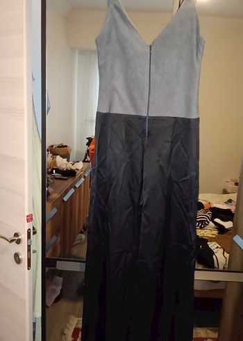 Gri V Yaka Uzun Drapeli tulum muhteşem bir ürün - Görsel 4