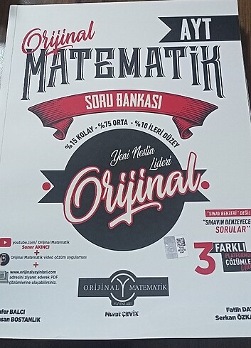 ORİJİNAL YAYINLARI AYT MATEMATİK SORU BANKASI 