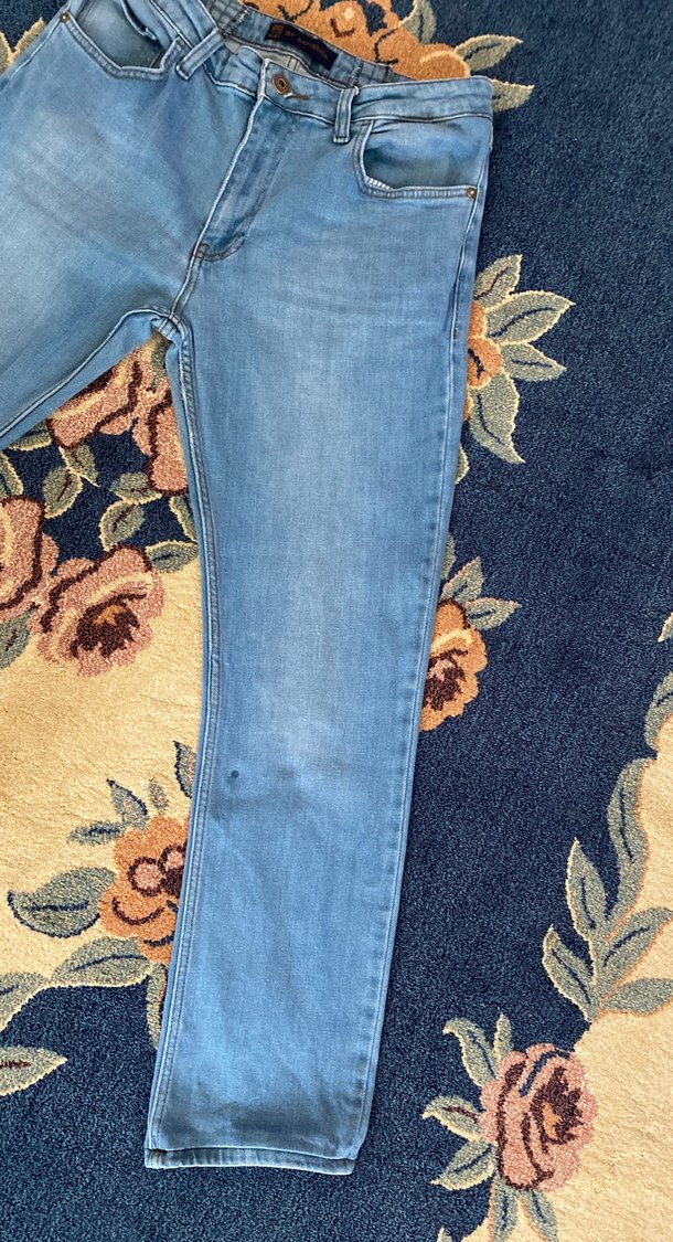 Pastel Mavi Tie-Dye Erkek Kot Pantolon - Görsel 3