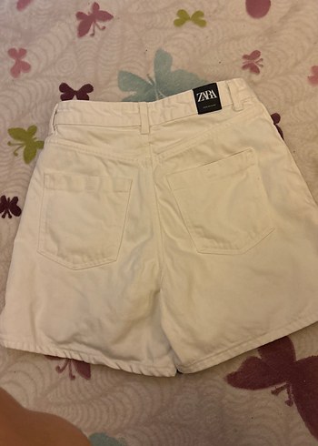 26 Beden Beyaz Mini Kadın Mom Denim Şort