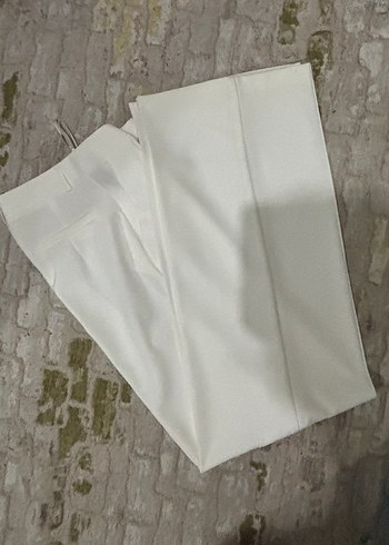 Beyaz Palazzo Kumaş Kadın Pantolon
