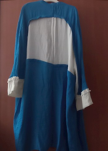 Diğer Mavi Uzun Kadın Kimono V Yakalı