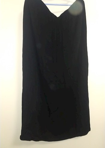 Siyah Uzun Keten Salaş Drapeli Etek - Görsel 3