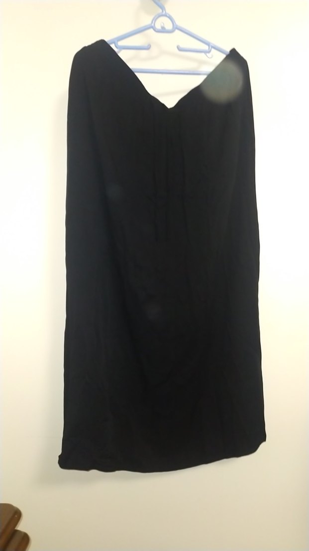 Siyah Uzun Keten Salaş Drapeli Etek - Görsel 3