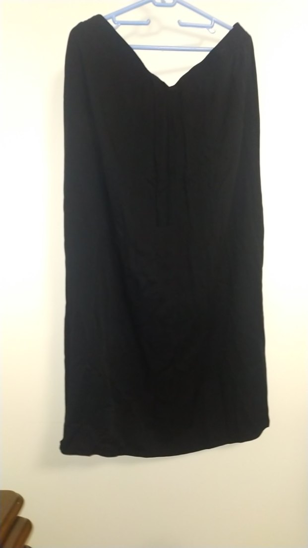 Siyah Uzun Keten Salaş Drapeli Etek - Görsel 2