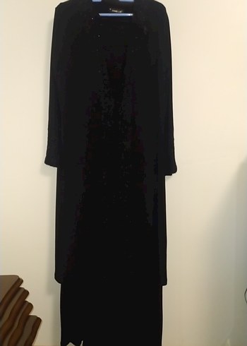 Siyah Süet Uzun Kollu Uzun Elbise - Görsel 2