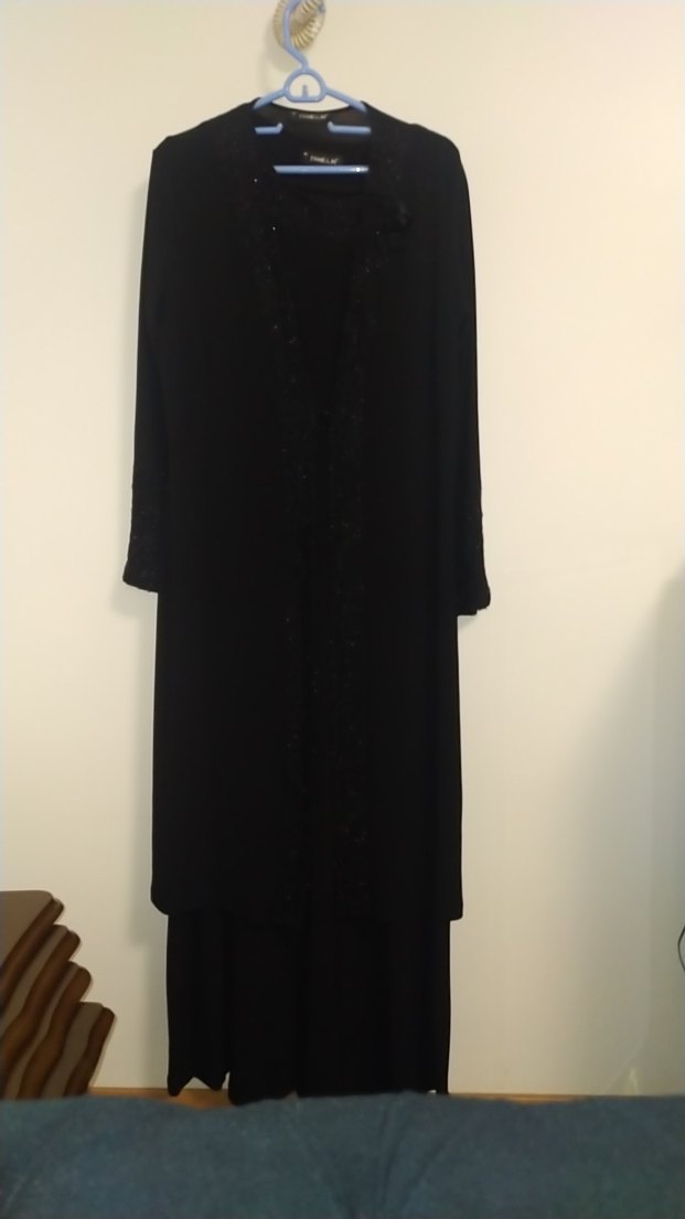 Siyah Süet Uzun Kollu Uzun Elbise - Görsel 2