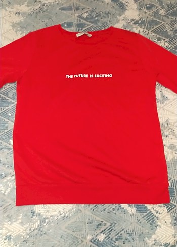 Kırmızı Baskılı erkek Sweatshirt - Görsel 2