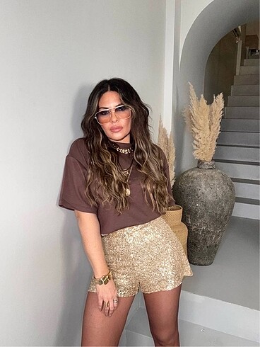 Zara Pullu Payet Şort