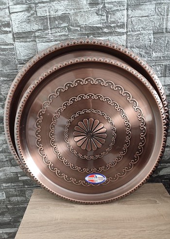Kahverengi İşlemeli Parlak Tabak - Görsel 2