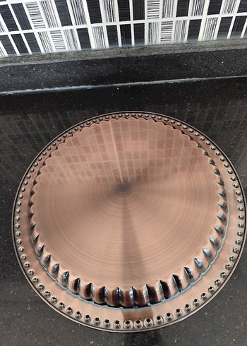 Parlak Kahverengi Metal Tabak - Görsel 3