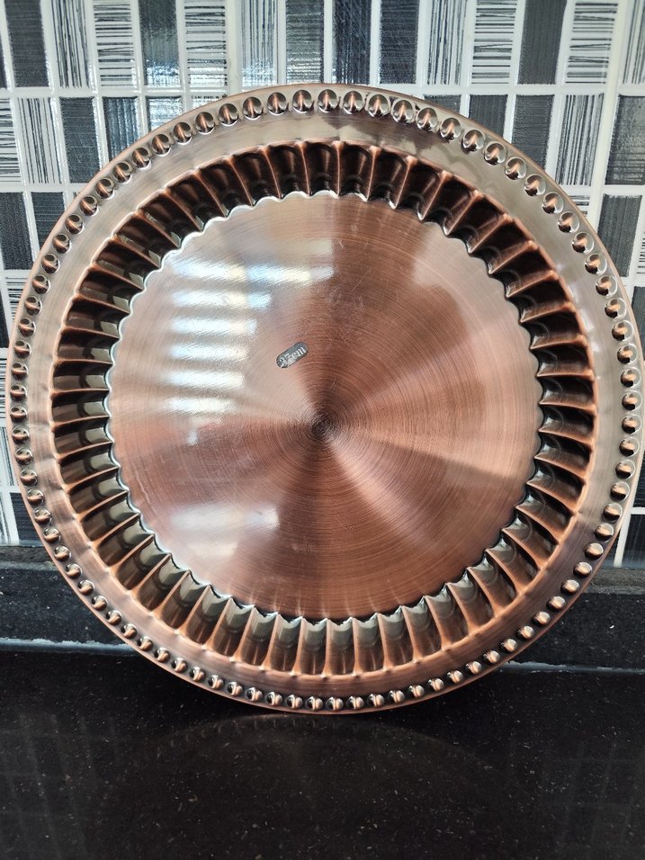 Parlak Kahverengi Metal Tabak - Görsel 2