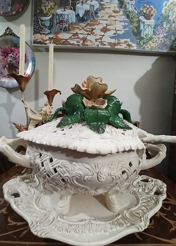 Italyan Kapidamonte  handmade, Çiçek Detaylı Tencere-Vazo - Görsel 3