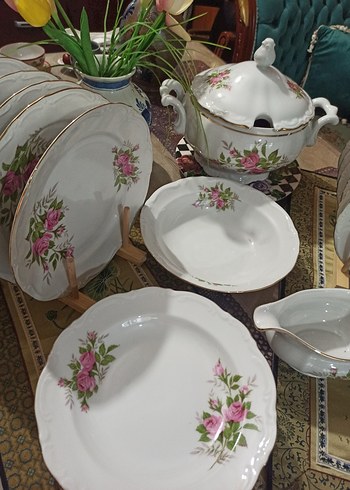 Bavariya ,Çiçek Desenli Beyaz Porselen Yemek Takımı 21 adt - Görsel 6